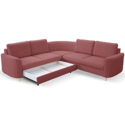 Narożnik LAREN nowoczesna sofa z funkcją spania, pojemnik na pościel, plastikowe nogi, lewa strona, BURGUND, 251x251x85 cm Narożnik LAREN nowoczesna sofa z funkcją spania, pojemnik na pościel, plastikowe nogi, lewa strona, BURGUND, 251x251x85 cm