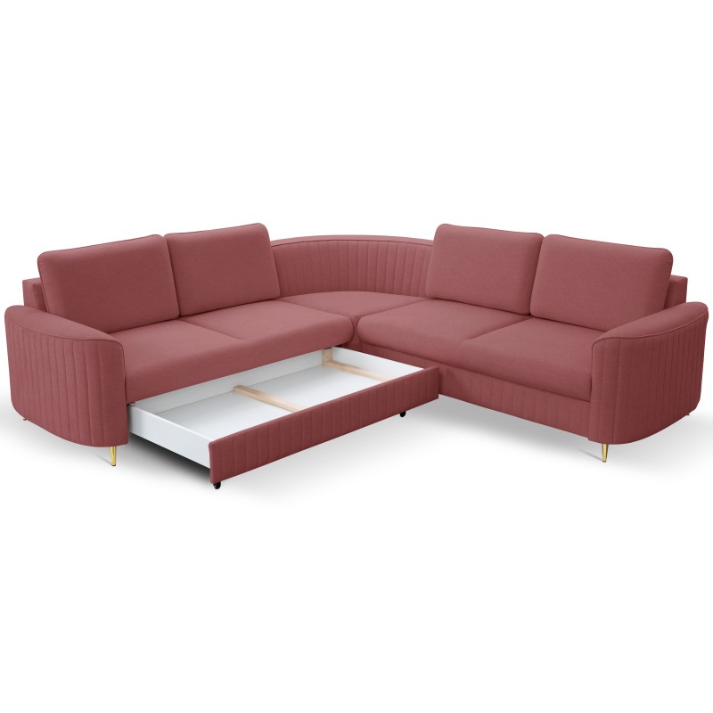 Narożnik LAREN nowoczesna sofa z funkcją spania, pojemnik na pościel, plastikowe nogi, lewa strona, BURGUND, 251x251x85 cm Narożnik LAREN nowoczesna sofa z funkcją spania, pojemnik na pościel, plastikowe nogi, lewa strona, BURGUND, 251x251x85 cm