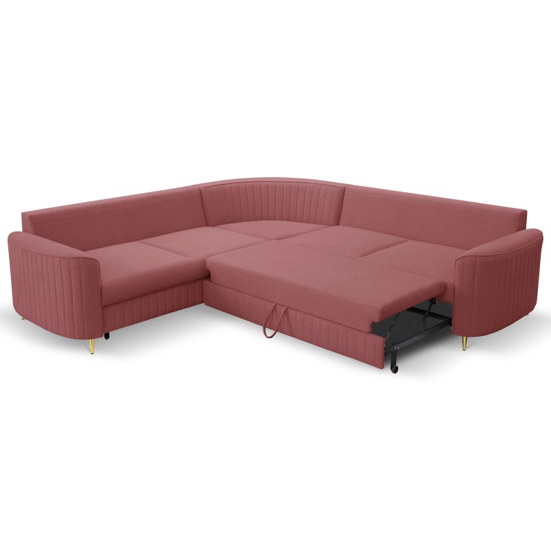 Narożnik LAREN nowoczesna sofa z funkcją spania, pojemnik na pościel, plastikowe nogi, lewa strona, BURGUND, 251x251x85 cm Narożnik LAREN nowoczesna sofa z funkcją spania, pojemnik na pościel, plastikowe nogi, lewa strona, BURGUND, 251x251x85 cm