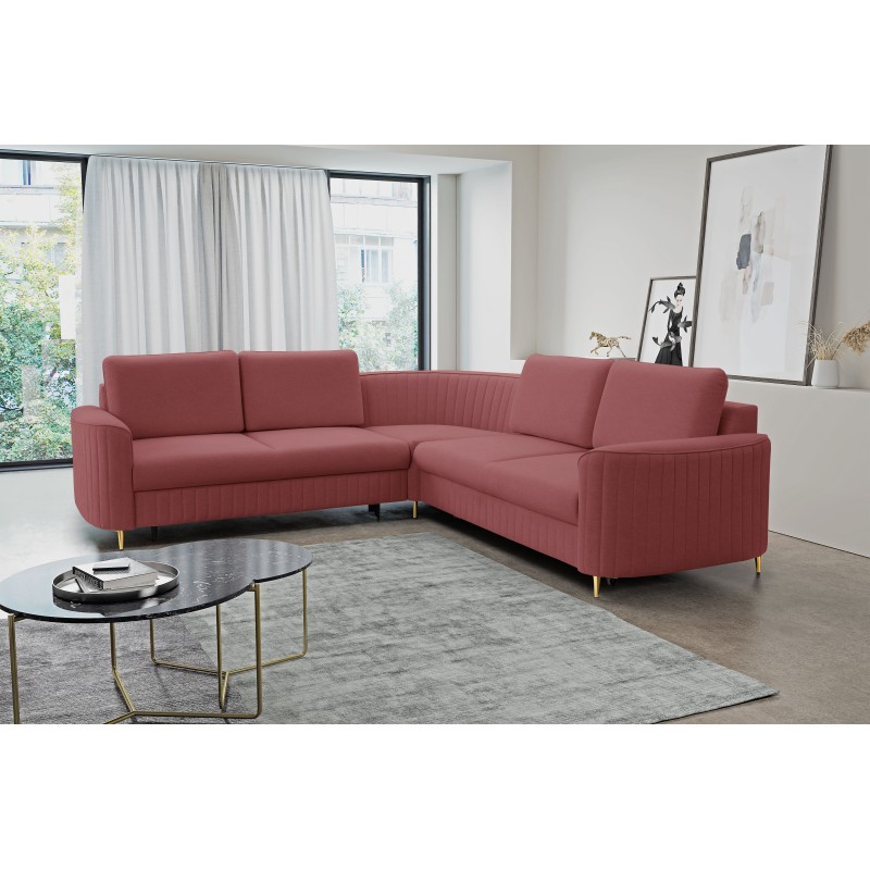 Narożnik LAREN nowoczesna sofa z funkcją spania, pojemnik na pościel, plastikowe nogi, lewa strona, BURGUND, 251x251x85 cm Narożnik LAREN nowoczesna sofa z funkcją spania, pojemnik na pościel, plastikowe nogi, lewa strona, BURGUND, 251x251x85 cm