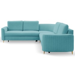 Narożnik LAREN nowoczesna sofa z funkcją spania, pojemnik na pościel, plastikowe nogi, lewa strona, TURKUSOWY, 251x251x85 cm Narożnik LAREN nowoczesna sofa z funkcją spania, pojemnik na pościel, plastikowe nogi, lewa strona, TURKUSOWY, 251x251x85 cm