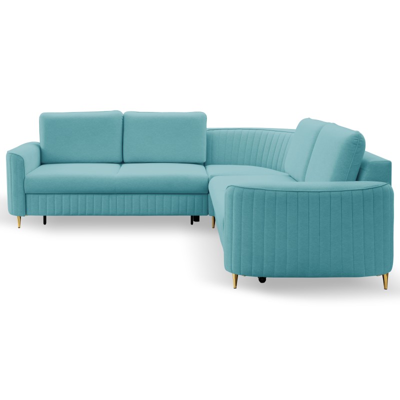 Narożnik LAREN nowoczesna sofa z funkcją spania, pojemnik na pościel, plastikowe nogi, lewa strona, TURKUSOWY, 251x251x85 cm Narożnik LAREN nowoczesna sofa z funkcją spania, pojemnik na pościel, plastikowe nogi, lewa strona, TURKUSOWY, 251x251x85 cm