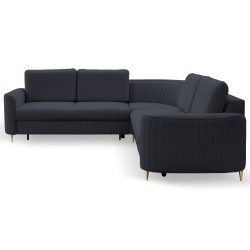 Narożnik LAREN nowoczesna sofa z funkcją spania, pojemnik na pościel, plastikowe nogi, lewa strona, GRANATOWY, 251x251x85 cm Narożnik LAREN nowoczesna sofa z funkcją spania, pojemnik na pościel, plastikowe nogi, lewa strona, GRANATOWY, 251x251x85 cm