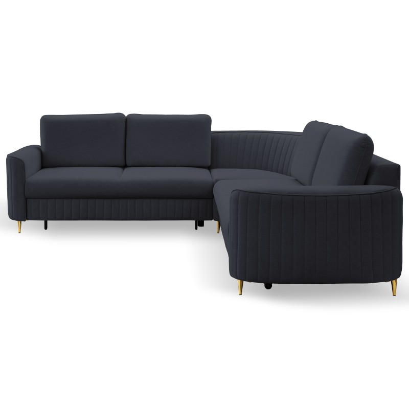 Narożnik LAREN nowoczesna sofa z funkcją spania, pojemnik na pościel, plastikowe nogi, lewa strona, GRANATOWY, 251x251x85 cm Narożnik LAREN nowoczesna sofa z funkcją spania, pojemnik na pościel, plastikowe nogi, lewa strona, GRANATOWY, 251x251x85 cm