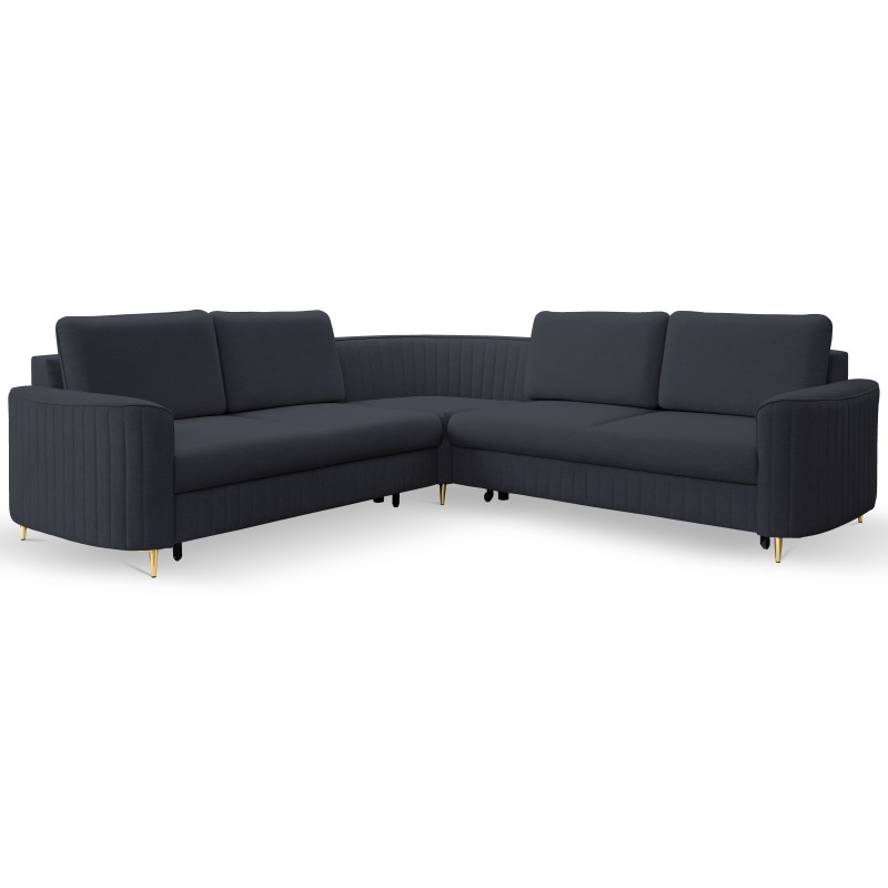 Narożnik LAREN nowoczesna sofa z funkcją spania, pojemnik na pościel, plastikowe nogi, lewa strona, GRANATOWY, 251x251x85 cm Narożnik LAREN nowoczesna sofa z funkcją spania, pojemnik na pościel, plastikowe nogi, lewa strona, GRANATOWY, 251x251x85 cm