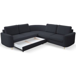 Narożnik LAREN nowoczesna sofa z funkcją spania, pojemnik na pościel, plastikowe nogi, lewa strona, GRANATOWY, 251x251x85 cm Narożnik LAREN nowoczesna sofa z funkcją spania, pojemnik na pościel, plastikowe nogi, lewa strona, GRANATOWY, 251x251x85 cm