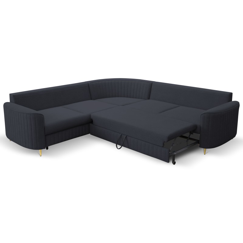 Narożnik LAREN nowoczesna sofa z funkcją spania, pojemnik na pościel, plastikowe nogi, lewa strona, GRANATOWY, 251x251x85 cm Narożnik LAREN nowoczesna sofa z funkcją spania, pojemnik na pościel, plastikowe nogi, lewa strona, GRANATOWY, 251x251x85 cm
