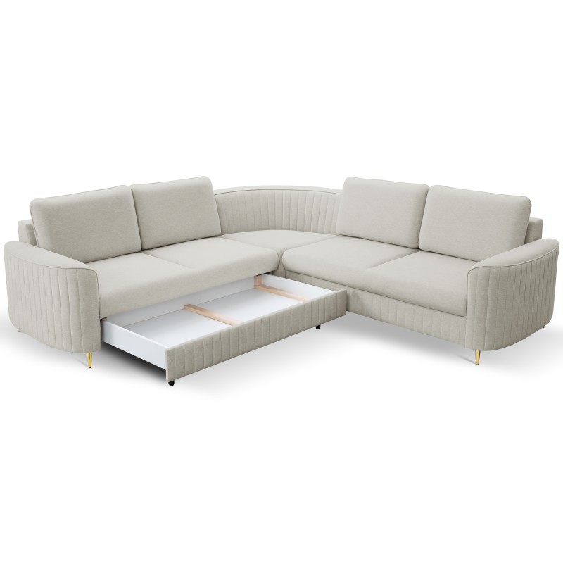 Narożnik LAREN nowoczesna sofa z funkcją spania, pojemnik na pościel, plastikowe nogi, lewa strona, JASNY ASHLEY, 251x251x85 cm Narożnik LAREN nowoczesna sofa z funkcją spania, pojemnik na pościel, plastikowe nogi, lewa strona, JASNY ASHLEY, 251x251x85 cm