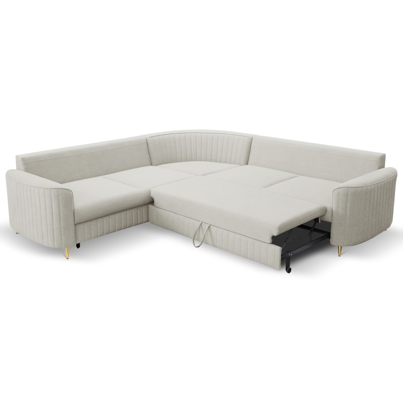 Narożnik LAREN nowoczesna sofa z funkcją spania, pojemnik na pościel, plastikowe nogi, lewa strona, JASNY ASHLEY, 251x251x85 cm Narożnik LAREN nowoczesna sofa z funkcją spania, pojemnik na pościel, plastikowe nogi, lewa strona, JASNY ASHLEY, 251x251x85 cm