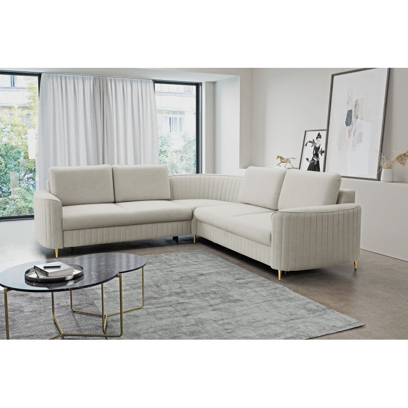 Narożnik LAREN nowoczesna sofa z funkcją spania, pojemnik na pościel, plastikowe nogi, lewa strona, JASNY ASHLEY, 251x251x85 cm Narożnik LAREN nowoczesna sofa z funkcją spania, pojemnik na pościel, plastikowe nogi, lewa strona, JASNY ASHLEY, 251x251x85 cm