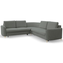 Narożnik LAREN nowoczesna sofa z funkcją spania, pojemnik na pościel, plastikowe nogi, lewa strona, CIEMNOSZARY, 251x251x85 cm