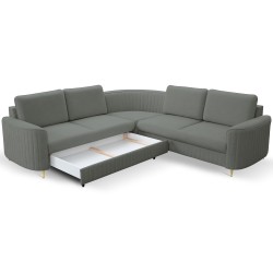 Narożnik LAREN nowoczesna sofa z funkcją spania, pojemnik na pościel, plastikowe nogi, lewa strona, CIEMNOSZARY, 251x251x85 cm Narożnik LAREN nowoczesna sofa z funkcją spania, pojemnik na pościel, plastikowe nogi, lewa strona, CIEMNOSZARY, 251x251x85 cm