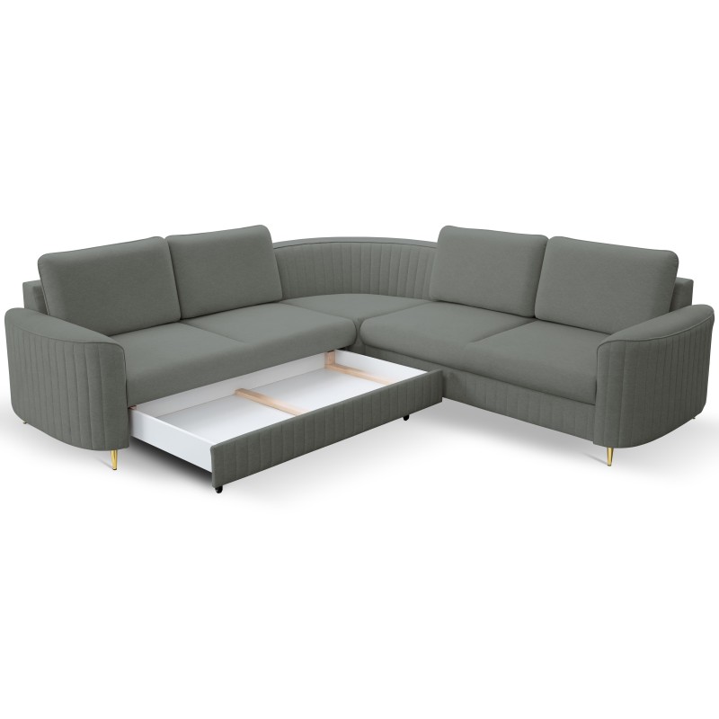Narożnik LAREN nowoczesna sofa z funkcją spania, pojemnik na pościel, plastikowe nogi, lewa strona, CIEMNOSZARY, 251x251x85 cm Narożnik LAREN nowoczesna sofa z funkcją spania, pojemnik na pościel, plastikowe nogi, lewa strona, CIEMNOSZARY, 251x251x85 cm