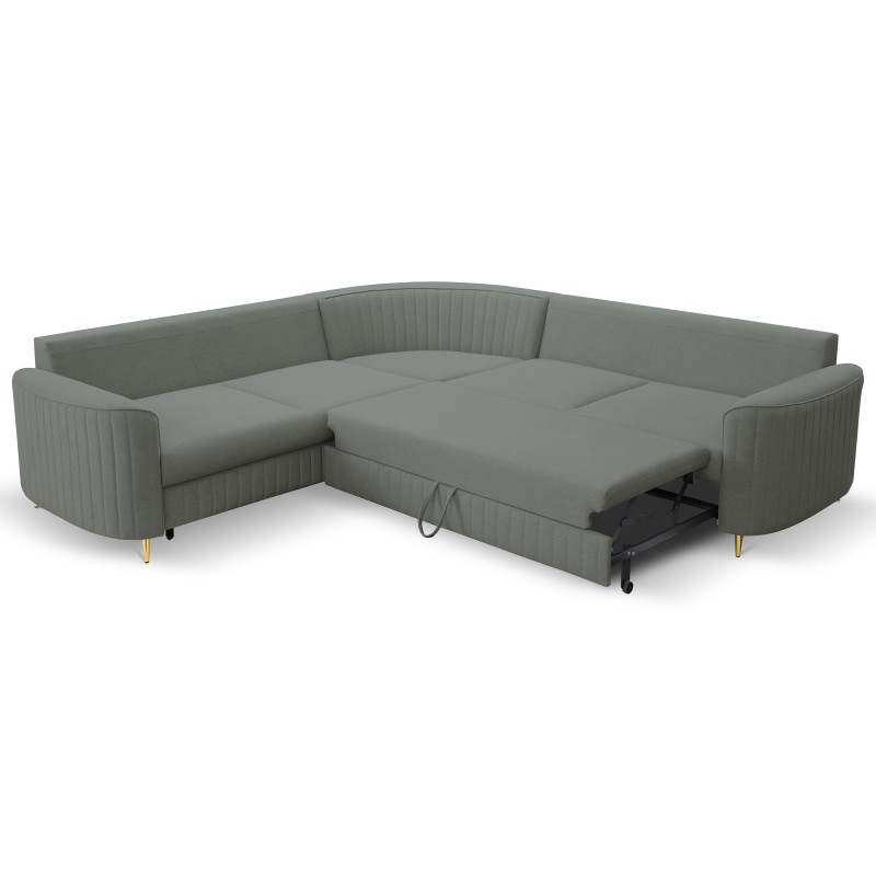 Narożnik LAREN nowoczesna sofa z funkcją spania, pojemnik na pościel, plastikowe nogi, lewa strona, CIEMNOSZARY, 251x251x85 cm Narożnik LAREN nowoczesna sofa z funkcją spania, pojemnik na pościel, plastikowe nogi, lewa strona, CIEMNOSZARY, 251x251x85 cm