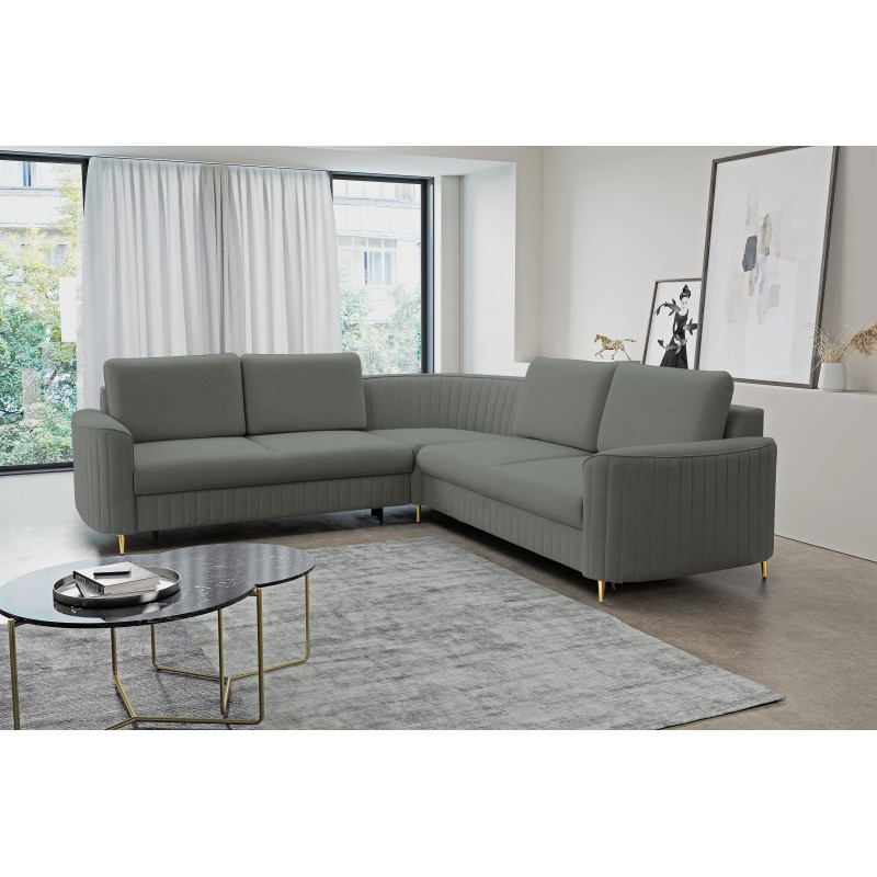 Narożnik LAREN nowoczesna sofa z funkcją spania, pojemnik na pościel, plastikowe nogi, lewa strona, CIEMNOSZARY, 251x251x85 cm Narożnik LAREN nowoczesna sofa z funkcją spania, pojemnik na pościel, plastikowe nogi, lewa strona, CIEMNOSZARY, 251x251x85 cm