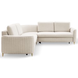 Narożnik LAREN nowoczesna sofa z funkcją spania, pojemnik na pościel, plastikowe nogi, prawa strona, CREMAL, 251x251x85 cm Narożnik LAREN nowoczesna sofa z funkcją spania, pojemnik na pościel, plastikowe nogi, prawa strona, CREMAL, 251x251x85 cm