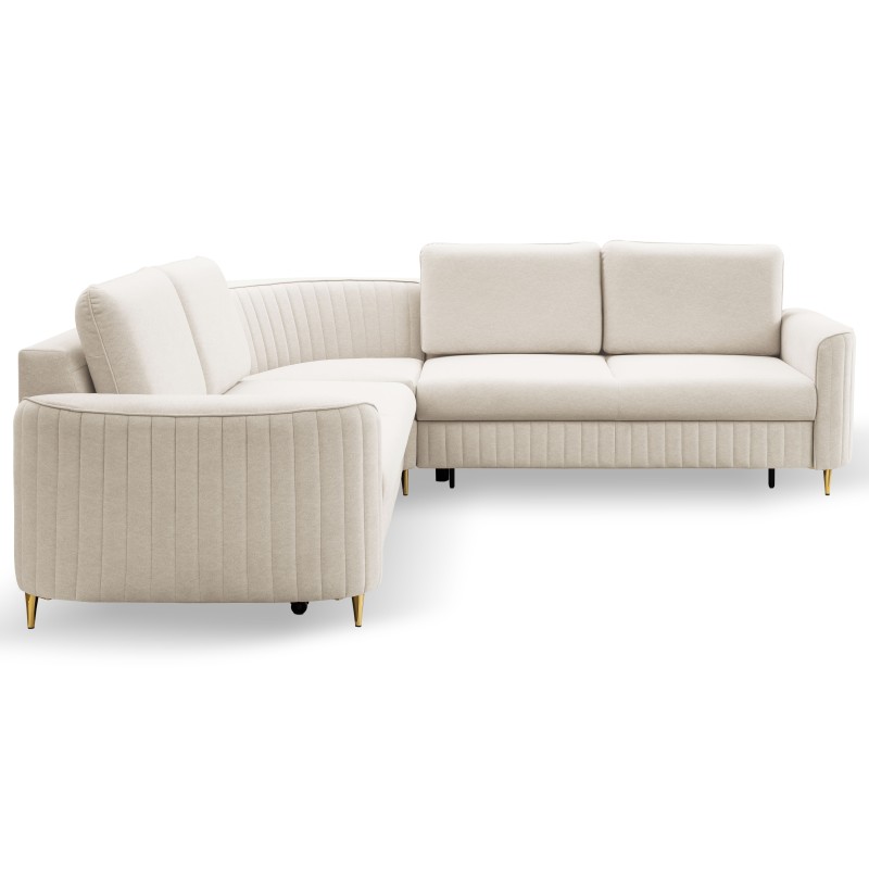 Narożnik LAREN nowoczesna sofa z funkcją spania, pojemnik na pościel, plastikowe nogi, prawa strona, CREMAL, 251x251x85 cm Narożnik LAREN nowoczesna sofa z funkcją spania, pojemnik na pościel, plastikowe nogi, prawa strona, CREMAL, 251x251x85 cm