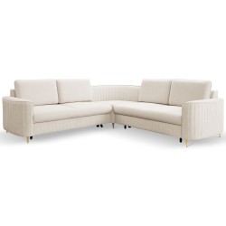 Narożnik LAREN nowoczesna sofa z funkcją spania, pojemnik na pościel, plastikowe nogi, prawa strona, CREMAL, 251x251x85 cm Narożnik LAREN nowoczesna sofa z funkcją spania, pojemnik na pościel, plastikowe nogi, prawa strona, CREMAL, 251x251x85 cm