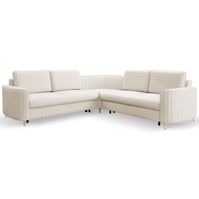 Narożnik LAREN nowoczesna sofa z funkcją spania, pojemnik na pościel, plastikowe nogi, prawa strona, CREMAL, 251x251x85 cm Narożnik LAREN nowoczesna sofa z funkcją spania, pojemnik na pościel, plastikowe nogi, prawa strona, CREMAL, 251x251x85 cm