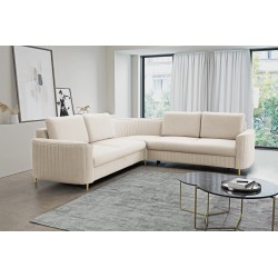 Narożnik LAREN nowoczesna sofa z funkcją spania, pojemnik na pościel, plastikowe nogi, prawa strona, CREMAL, 251x251x85 cm Narożnik LAREN nowoczesna sofa z funkcją spania, pojemnik na pościel, plastikowe nogi, prawa strona, CREMAL, 251x251x85 cm