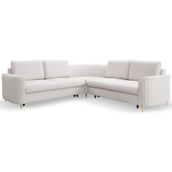 Narożnik LAREN nowoczesna sofa z funkcją spania, pojemnik na pościel, plastikowe nogi, prawa strona, ECRU, 251x251x85 cm Narożnik LAREN nowoczesna sofa z funkcją spania, pojemnik na pościel, plastikowe nogi, prawa strona, ECRU, 251x251x85 cm