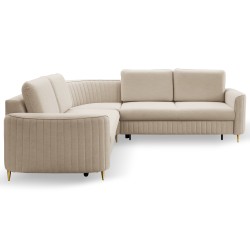 Narożnik LAREN nowoczesna sofa z funkcją spania, pojemnik na pościel, plastikowe nogi, prawa strona, BEŻOWY, 251x251x85 cm Narożnik LAREN nowoczesna sofa z funkcją spania, pojemnik na pościel, plastikowe nogi, prawa strona, BEŻOWY, 251x251x85 cm
