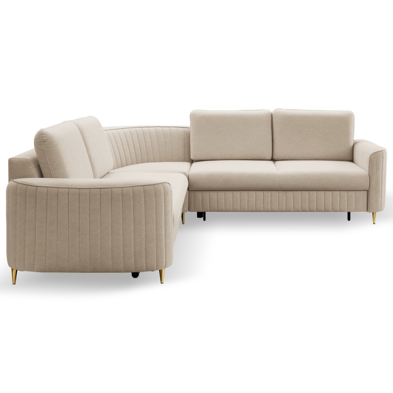 Narożnik LAREN nowoczesna sofa z funkcją spania, pojemnik na pościel, plastikowe nogi, prawa strona, BEŻOWY, 251x251x85 cm Narożnik LAREN nowoczesna sofa z funkcją spania, pojemnik na pościel, plastikowe nogi, prawa strona, BEŻOWY, 251x251x85 cm