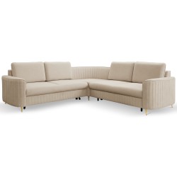 Narożnik LAREN nowoczesna sofa z funkcją spania, pojemnik na pościel, plastikowe nogi, prawa strona, BEŻOWY, 251x251x85 cm Narożnik LAREN nowoczesna sofa z funkcją spania, pojemnik na pościel, plastikowe nogi, prawa strona, BEŻOWY, 251x251x85 cm