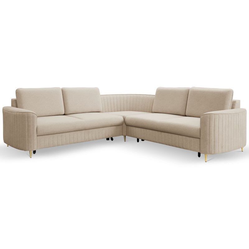 Narożnik LAREN nowoczesna sofa z funkcją spania, pojemnik na pościel, plastikowe nogi, prawa strona, BEŻOWY, 251x251x85 cm Narożnik LAREN nowoczesna sofa z funkcją spania, pojemnik na pościel, plastikowe nogi, prawa strona, BEŻOWY, 251x251x85 cm