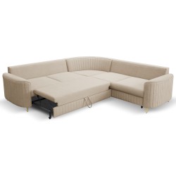 Narożnik LAREN nowoczesna sofa z funkcją spania, pojemnik na pościel, plastikowe nogi, prawa strona, BEŻOWY, 251x251x85 cm Narożnik LAREN nowoczesna sofa z funkcją spania, pojemnik na pościel, plastikowe nogi, prawa strona, BEŻOWY, 251x251x85 cm
