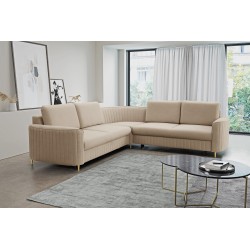 Narożnik LAREN nowoczesna sofa z funkcją spania, pojemnik na pościel, plastikowe nogi, prawa strona, BEŻOWY, 251x251x85 cm Narożnik LAREN nowoczesna sofa z funkcją spania, pojemnik na pościel, plastikowe nogi, prawa strona, BEŻOWY, 251x251x85 cm