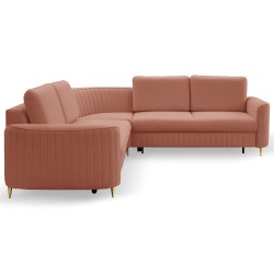 Narożnik LAREN nowoczesna sofa z funkcją spania, pojemnik na pościel, plastikowe nogi, prawa strona, PUDROWY RÓŻ, 251x251x85 cm Narożnik LAREN nowoczesna sofa z funkcją spania, pojemnik na pościel, plastikowe nogi, prawa strona, PUDROWY RÓŻ, 251x251x85 cm