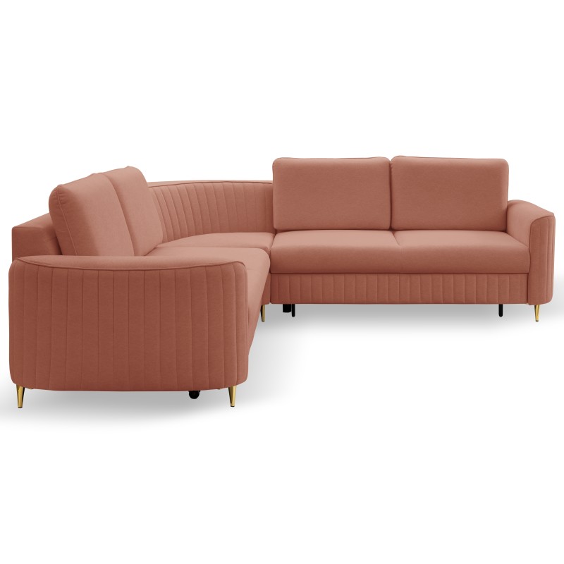 Narożnik LAREN nowoczesna sofa z funkcją spania, pojemnik na pościel, plastikowe nogi, prawa strona, PUDROWY RÓŻ, 251x251x85 cm Narożnik LAREN nowoczesna sofa z funkcją spania, pojemnik na pościel, plastikowe nogi, prawa strona, PUDROWY RÓŻ, 251x251x85 cm