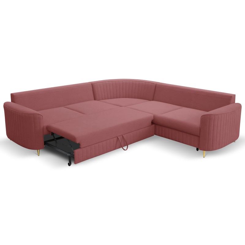 Narożnik LAREN nowoczesna sofa z funkcją spania, pojemnik na pościel, plastikowe nogi, prawa strona, BURGUND, 251x251x85 cm Narożnik LAREN nowoczesna sofa z funkcją spania, pojemnik na pościel, plastikowe nogi, prawa strona, BURGUND, 251x251x85 cm