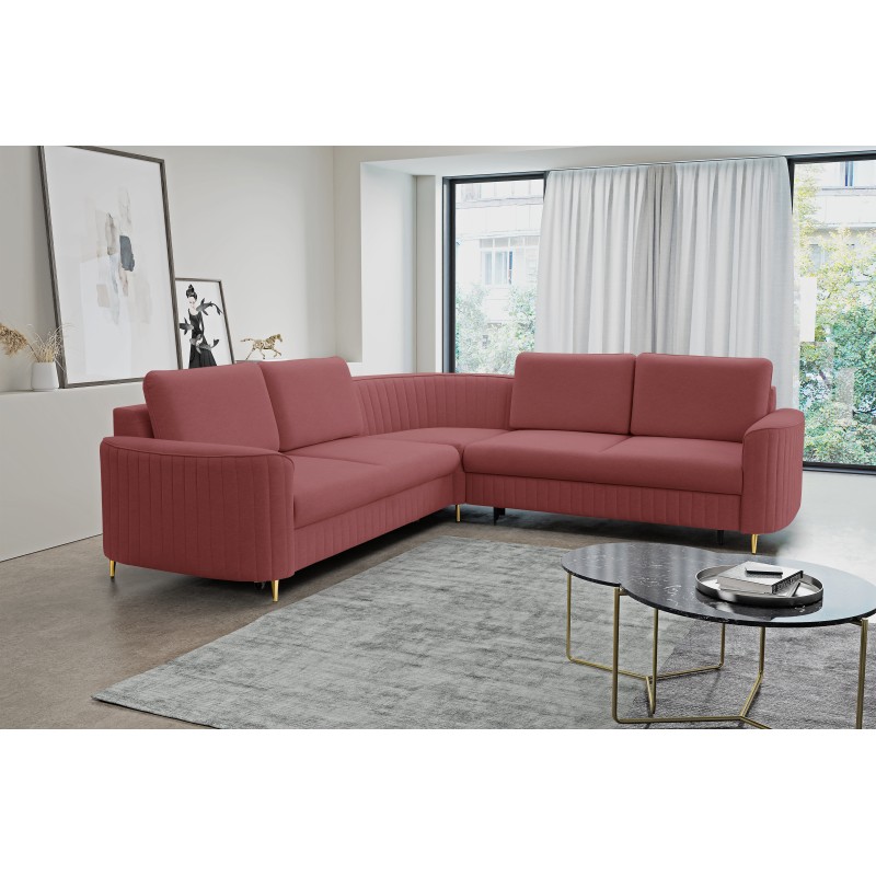 Narożnik LAREN nowoczesna sofa z funkcją spania, pojemnik na pościel, plastikowe nogi, prawa strona, BURGUND, 251x251x85 cm Narożnik LAREN nowoczesna sofa z funkcją spania, pojemnik na pościel, plastikowe nogi, prawa strona, BURGUND, 251x251x85 cm