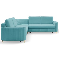 Narożnik LAREN nowoczesna sofa z funkcją spania, pojemnik na pościel, plastikowe nogi, prawa strona, TURKUSOWY, 251x251x85 cm Narożnik LAREN nowoczesna sofa z funkcją spania, pojemnik na pościel, plastikowe nogi, prawa strona, TURKUSOWY, 251x251x85 cm