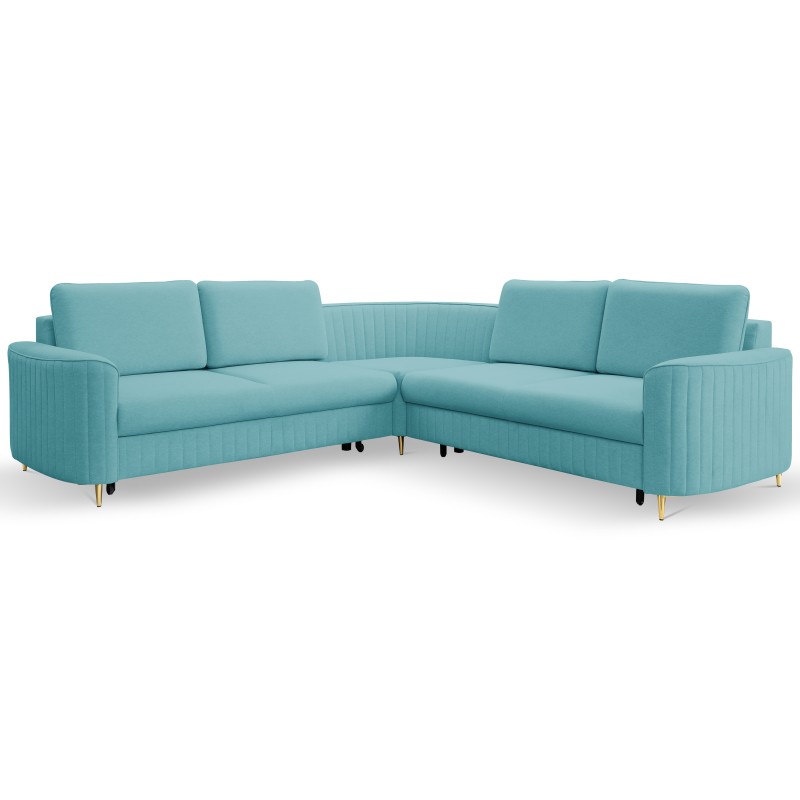 Narożnik LAREN nowoczesna sofa z funkcją spania, pojemnik na pościel, plastikowe nogi, prawa strona, TURKUSOWY, 251x251x85 cm Narożnik LAREN nowoczesna sofa z funkcją spania, pojemnik na pościel, plastikowe nogi, prawa strona, TURKUSOWY, 251x251x85 cm