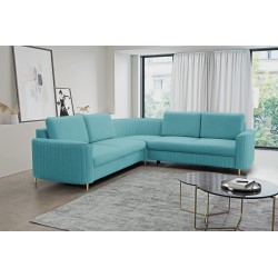 Narożnik LAREN nowoczesna sofa z funkcją spania, pojemnik na pościel, plastikowe nogi, prawa strona, TURKUSOWY, 251x251x85 cm Narożnik LAREN nowoczesna sofa z funkcją spania, pojemnik na pościel, plastikowe nogi, prawa strona, TURKUSOWY, 251x251x85 cm