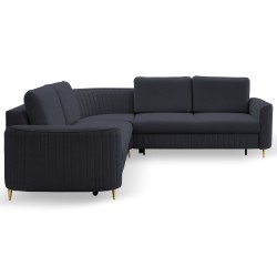 Narożnik LAREN nowoczesna sofa z funkcją spania, pojemnik na pościel, plastikowe nogi, prawa strona, GRANATOWY, 251x251x85 cm Narożnik LAREN nowoczesna sofa z funkcją spania, pojemnik na pościel, plastikowe nogi, prawa strona, GRANATOWY, 251x251x85 cm