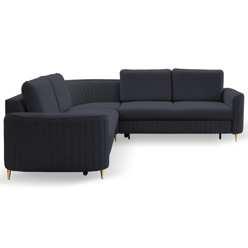 Narożnik LAREN nowoczesna sofa z funkcją spania, pojemnik na pościel, plastikowe nogi, prawa strona, GRANATOWY, 251x251x85 cm Narożnik LAREN nowoczesna sofa z funkcją spania, pojemnik na pościel, plastikowe nogi, prawa strona, GRANATOWY, 251x251x85 cm