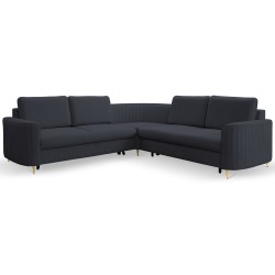 Narożnik LAREN nowoczesna sofa z funkcją spania, pojemnik na pościel, plastikowe nogi, prawa strona, GRANATOWY, 251x251x85 cm Narożnik LAREN nowoczesna sofa z funkcją spania, pojemnik na pościel, plastikowe nogi, prawa strona, GRANATOWY, 251x251x85 cm