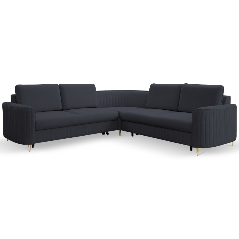 Narożnik LAREN nowoczesna sofa z funkcją spania, pojemnik na pościel, plastikowe nogi, prawa strona, GRANATOWY, 251x251x85 cm Narożnik LAREN nowoczesna sofa z funkcją spania, pojemnik na pościel, plastikowe nogi, prawa strona, GRANATOWY, 251x251x85 cm