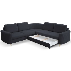 Narożnik LAREN nowoczesna sofa z funkcją spania, pojemnik na pościel, plastikowe nogi, prawa strona, GRANATOWY, 251x251x85 cm Narożnik LAREN nowoczesna sofa z funkcją spania, pojemnik na pościel, plastikowe nogi, prawa strona, GRANATOWY, 251x251x85 cm