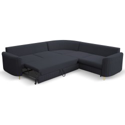 Narożnik LAREN nowoczesna sofa z funkcją spania, pojemnik na pościel, plastikowe nogi, prawa strona, GRANATOWY, 251x251x85 cm Narożnik LAREN nowoczesna sofa z funkcją spania, pojemnik na pościel, plastikowe nogi, prawa strona, GRANATOWY, 251x251x85 cm