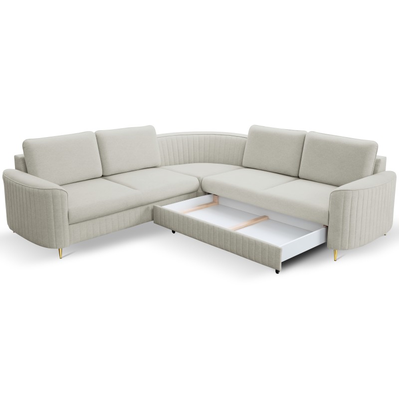 Narożnik LAREN nowoczesna sofa z funkcją spania, pojemnik na pościel, plastikowe nogi, prawa strona, JASNY ASHLEY, 251x251x85 cm Narożnik LAREN nowoczesna sofa z funkcją spania, pojemnik na pościel, plastikowe nogi, prawa strona, JASNY ASHLEY, 251x251x85 cm