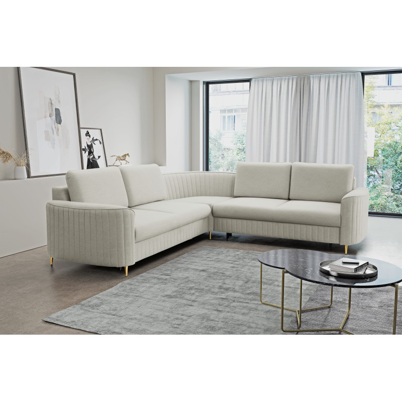 Narożnik LAREN nowoczesna sofa z funkcją spania, pojemnik na pościel, plastikowe nogi, prawa strona, JASNY ASHLEY, 251x251x85 cm Narożnik LAREN nowoczesna sofa z funkcją spania, pojemnik na pościel, plastikowe nogi, prawa strona, JASNY ASHLEY, 251x251x85 cm