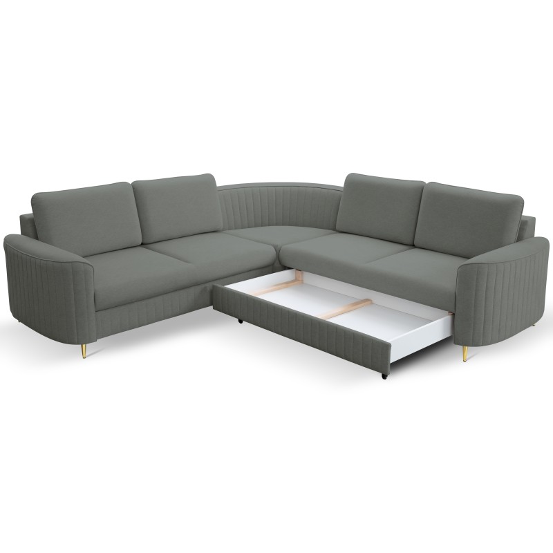 Narożnik LAREN nowoczesna sofa z funkcją spania, pojemnik na pościel, plastikowe nogi, prawa strona, CIEMNOSZARY, 251x251x85 cm Narożnik LAREN nowoczesna sofa z funkcją spania, pojemnik na pościel, plastikowe nogi, prawa strona, CIEMNOSZARY, 251x251x85 cm
