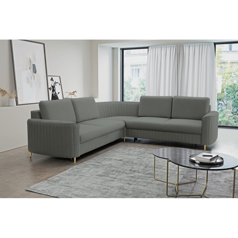 Narożnik LAREN nowoczesna sofa z funkcją spania, pojemnik na pościel, plastikowe nogi, prawa strona, CIEMNOSZARY, 251x251x85 cm Narożnik LAREN nowoczesna sofa z funkcją spania, pojemnik na pościel, plastikowe nogi, prawa strona, CIEMNOSZARY, 251x251x85 cm