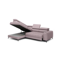 Narożnik BAGGIO Lewostronny z funkcją spania, wolnostojący tkanina LETTO 60 Pudrowy Róż Narożnik BAGGIO Lewostronny z funkcją spania, wolnostojący tkanina LETTO 60 Pudrowy Róż