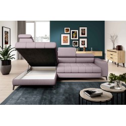 Narożnik BAGGIO Lewostronny z funkcją spania, wolnostojący tkanina LETTO 60 Pudrowy Róż Narożnik BAGGIO Lewostronny z funkcją spania, wolnostojący tkanina LETTO 60 Pudrowy Róż